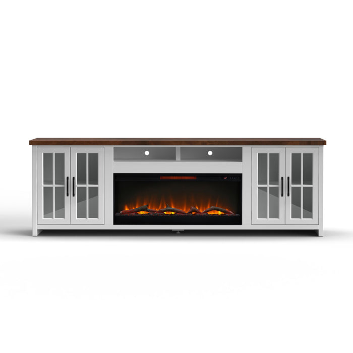 Hampton - 97" Fireplace TV Stand - Jasmine Whitewash / Barnwood