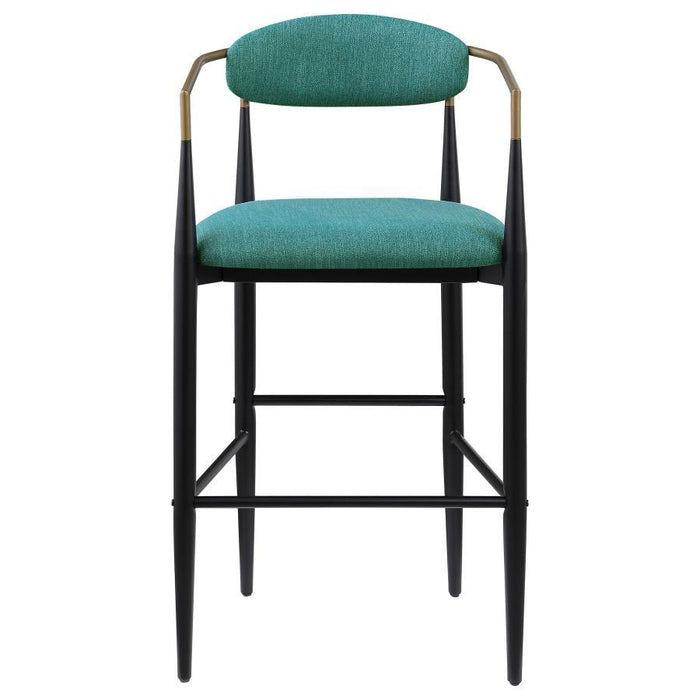 Tina - Metal Pub Height Bar Stool With Upholstered Back And Seat (Set of 2)