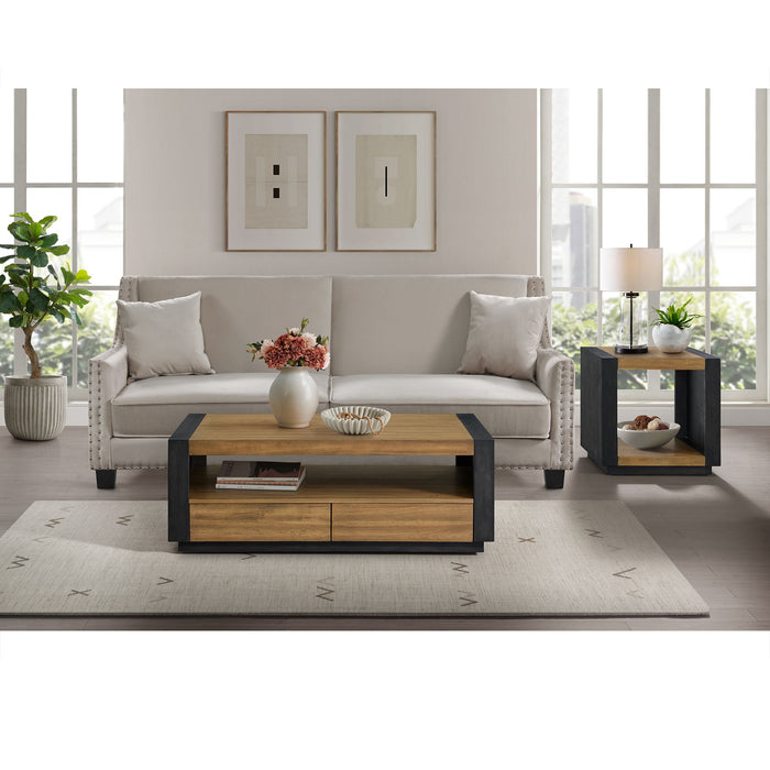 Breckenridge - 2 Piece Occasional Table Set (Coffee Table & End Table) - Light Oak / Black