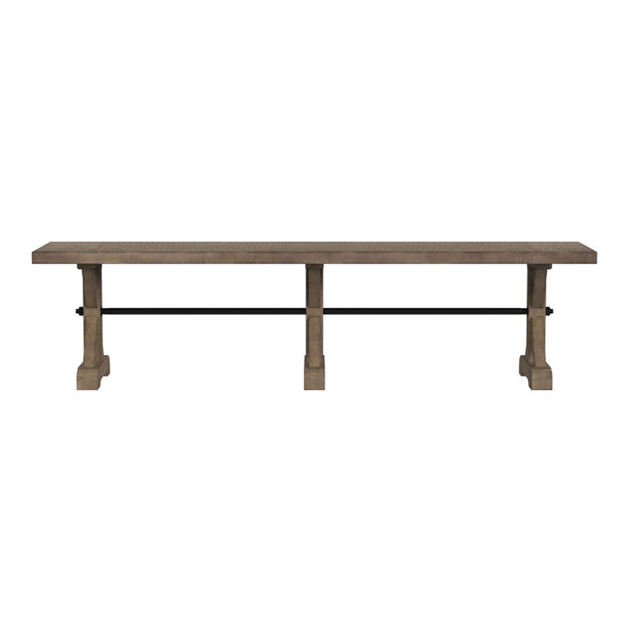 Yellowstone - Dining Bench With Metal Bar Cross - Medium Brown