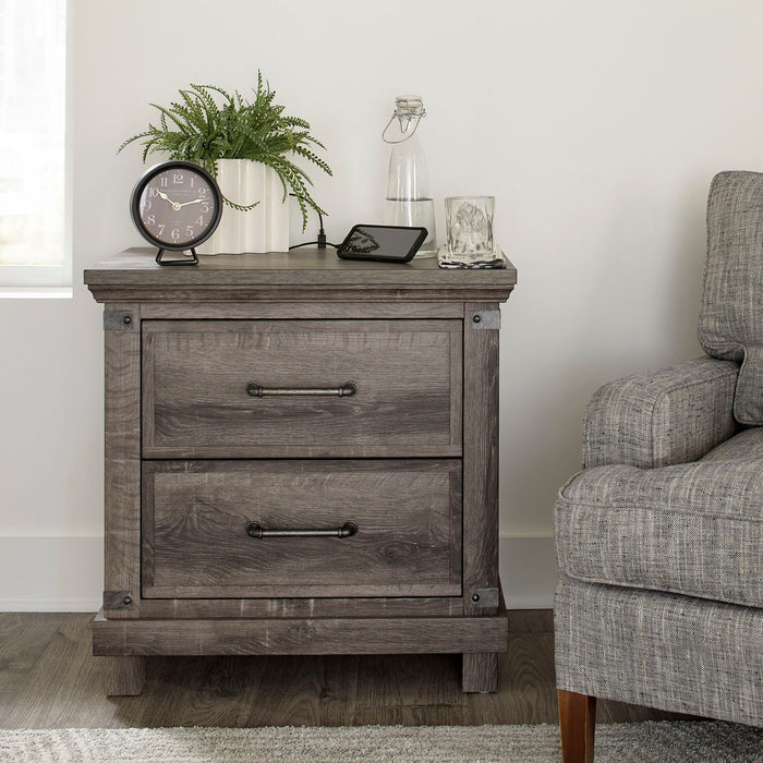 Lakeside Haven - Nightstand With Charging Station - Dark Brown