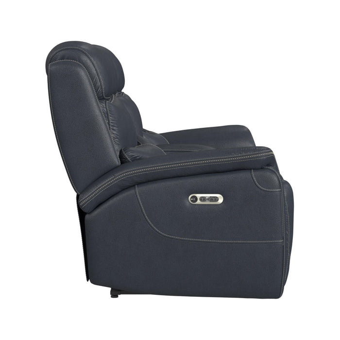 Aruba - Power Motion Loveseat With Power Headrest And Console - Pebble Navy