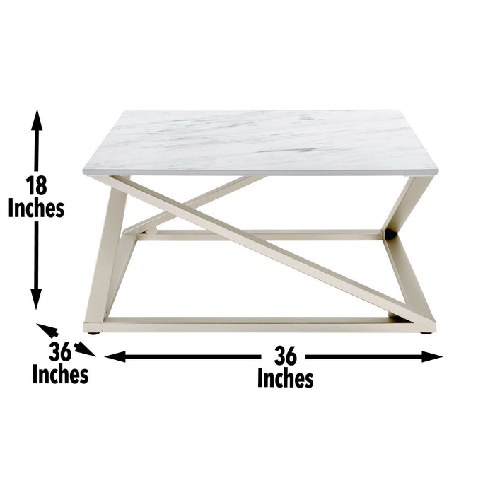 Zurich - Faux White Marble Top Coffee Table - White