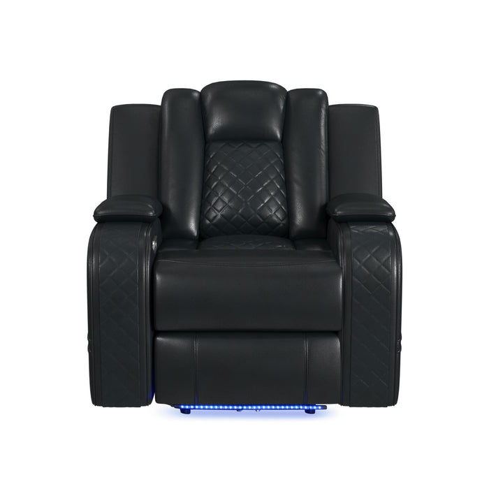 Carlo - Power Motion Recliner With Power Headrest, LED - Pebble Black