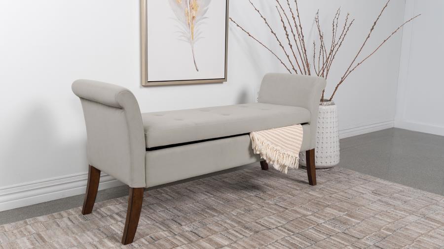 Farrah - Velvet Upholstered Rolled Arm Storage Bench