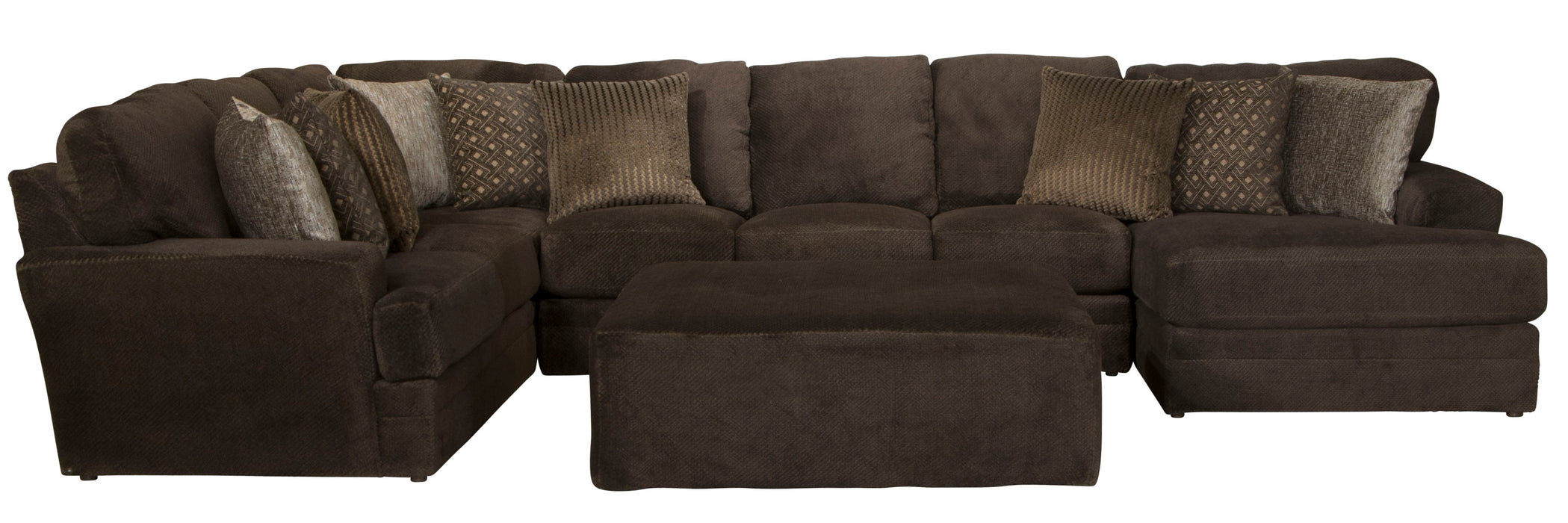 Mammoth - 3 Piece Sectional With Cocktail Ottoman (RSF Chaise) - Chocolate