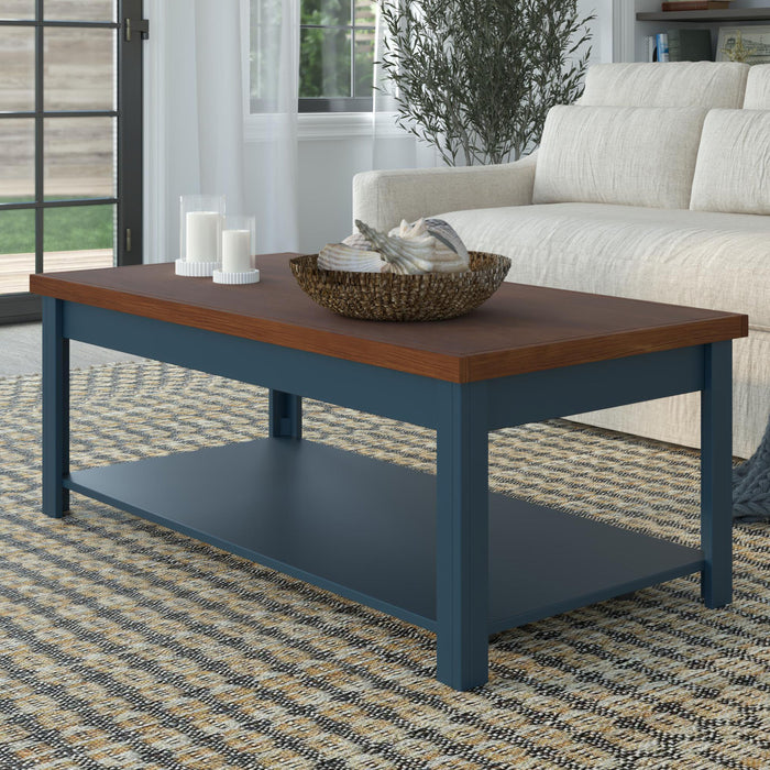 Nantucket - Coffee Table - Blue Denim / Whiskey