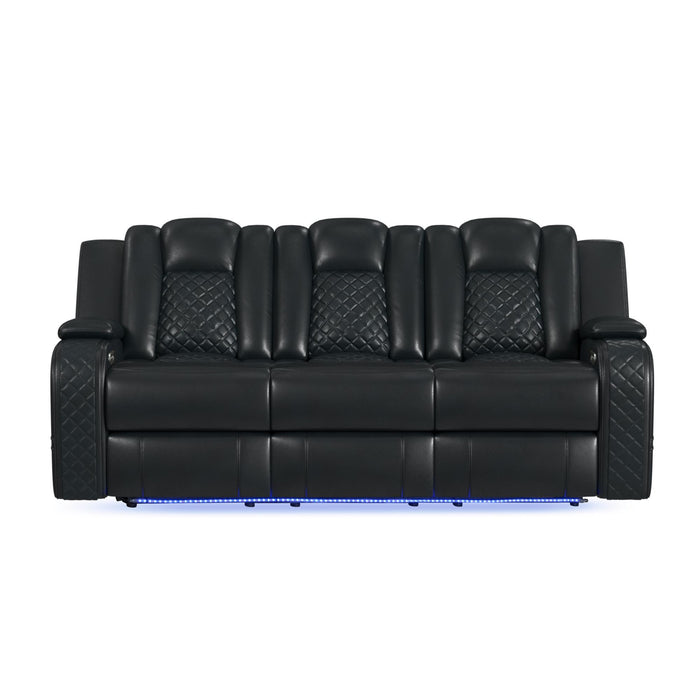 Carlo - Power Motion Sofa With Power Headrest, Dropdown Table, Power Strip, LED And Reading Light - Pebble Black