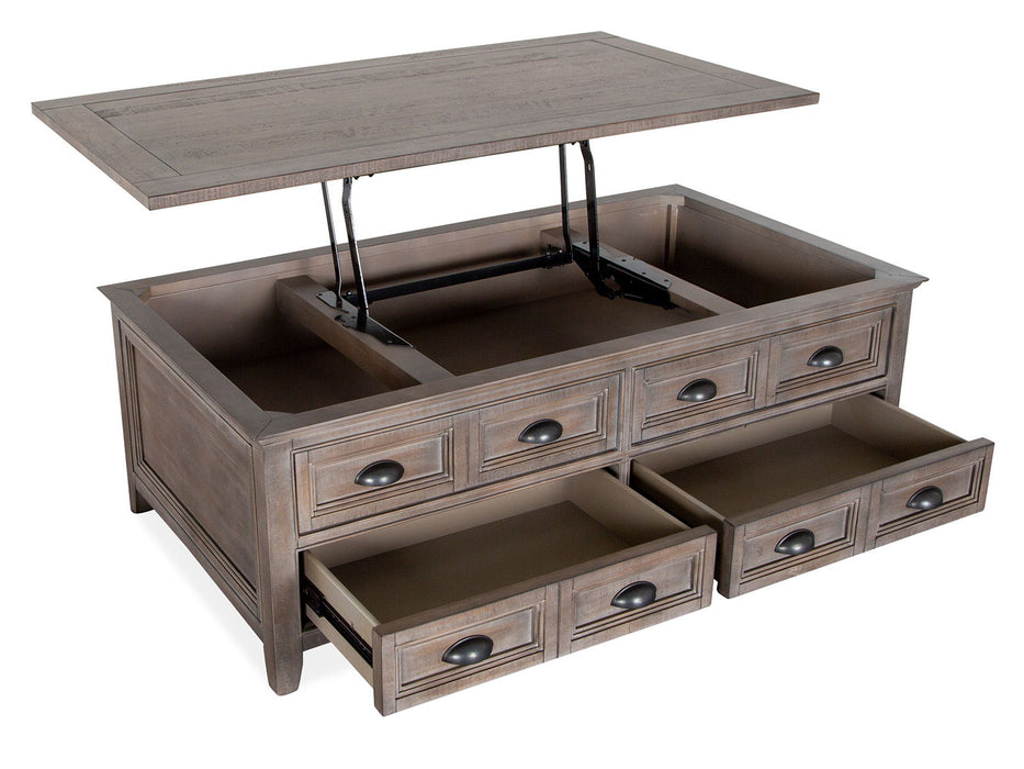 Paxton Place - Lift Top Storage Cocktail Table With Casters - Dovetail Grey