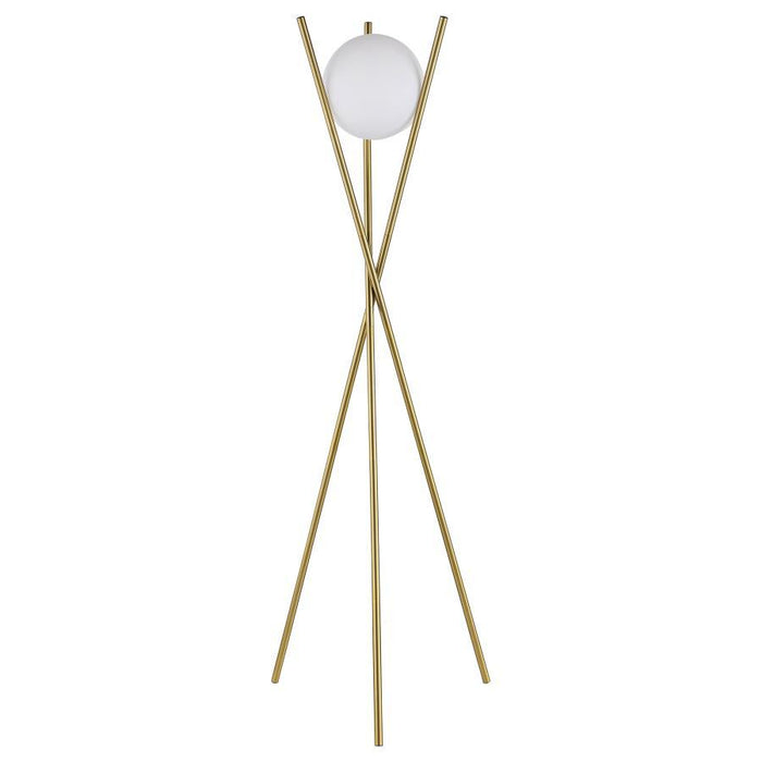 Yamileth - Spherical Bulb Metal Tripod Floor Lamp - Gold