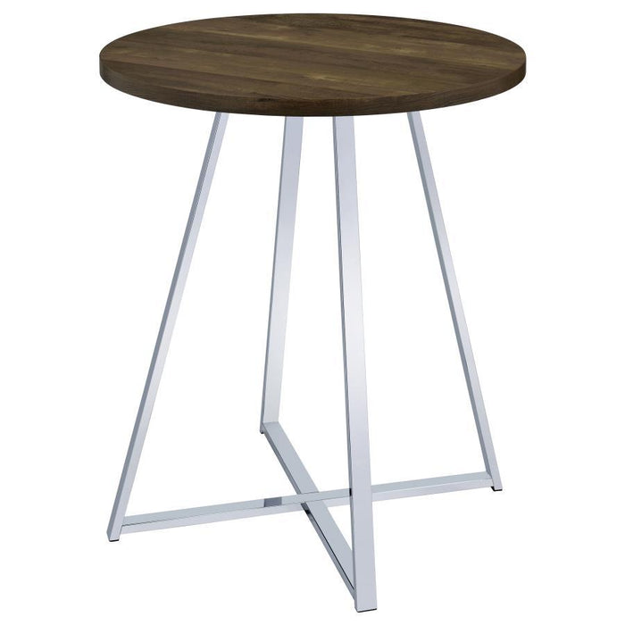 Burkhart - Round Pub Height Bistro Bar Table - Brown Oak