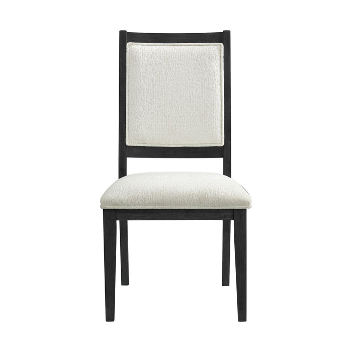 Versailles - Contemporary Square Back Dining Chair & Boucle Fabric (Set of 2) - White / Black