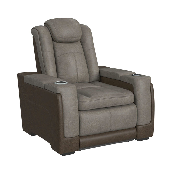 Lantana - Power Motion Recliner With Power Headrest, LED , Wireless Charger And Cup Holder - Rocky Gray/Brown