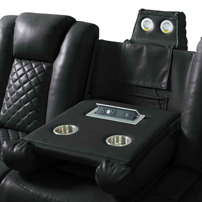 Carlo - Power Motion Sofa With Power Headrest, Dropdown Table, Power Strip, LED And Reading Light - Pebble Black