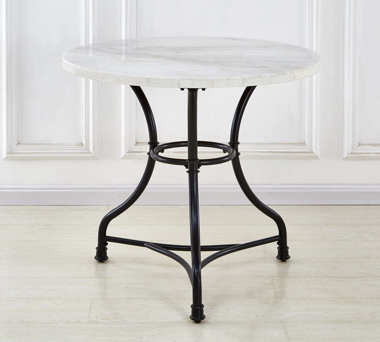 Claire - White Marble Top Round - White