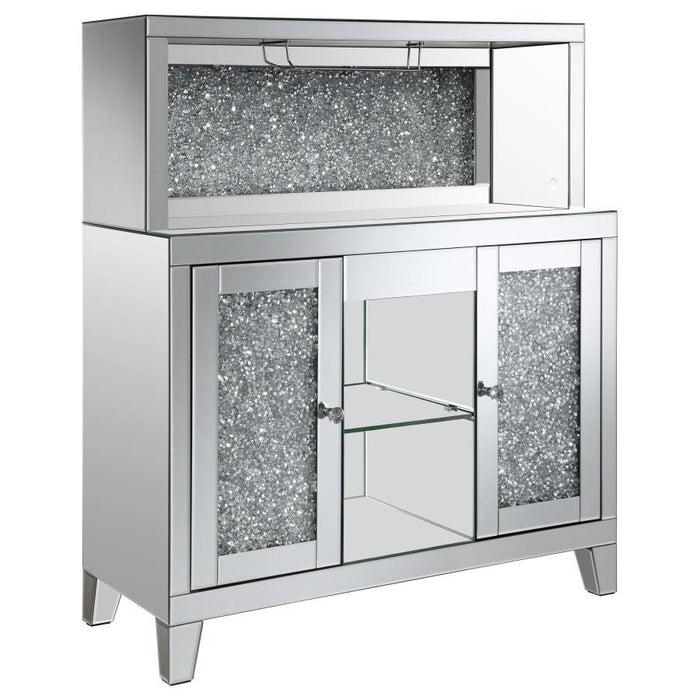 Yvaine - 2-Door Mirrored Acrylic Home Bar Wine Cabinet - Silver