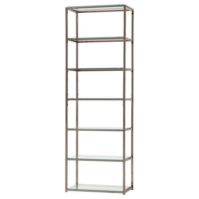 Kate - 5-Shelf Glass Bookshelf - Black Nickel