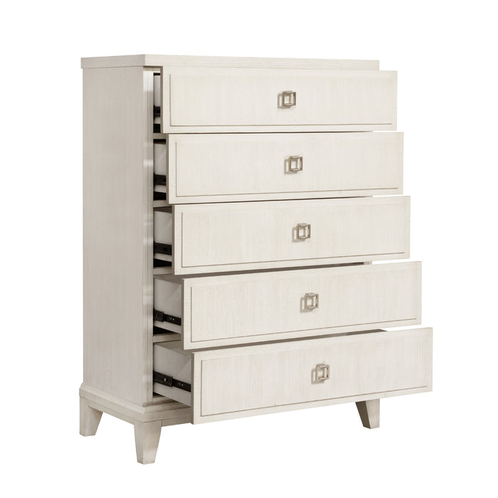 Madison - 5-Drawer Chest in a Grey-White Wash Finish - Natural