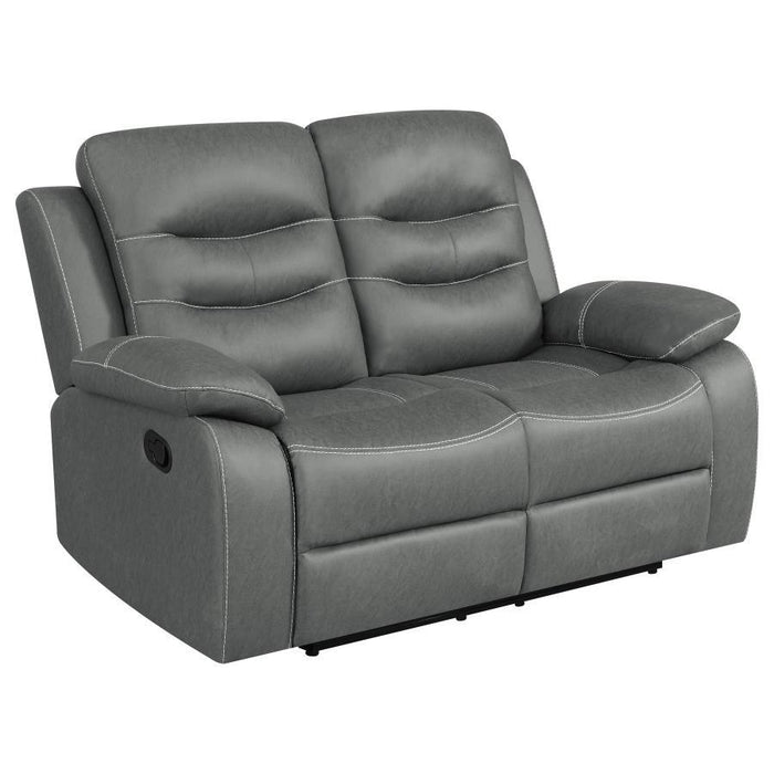 Nova - Upholstered Motion Reclining Loveseat - Dark Grey