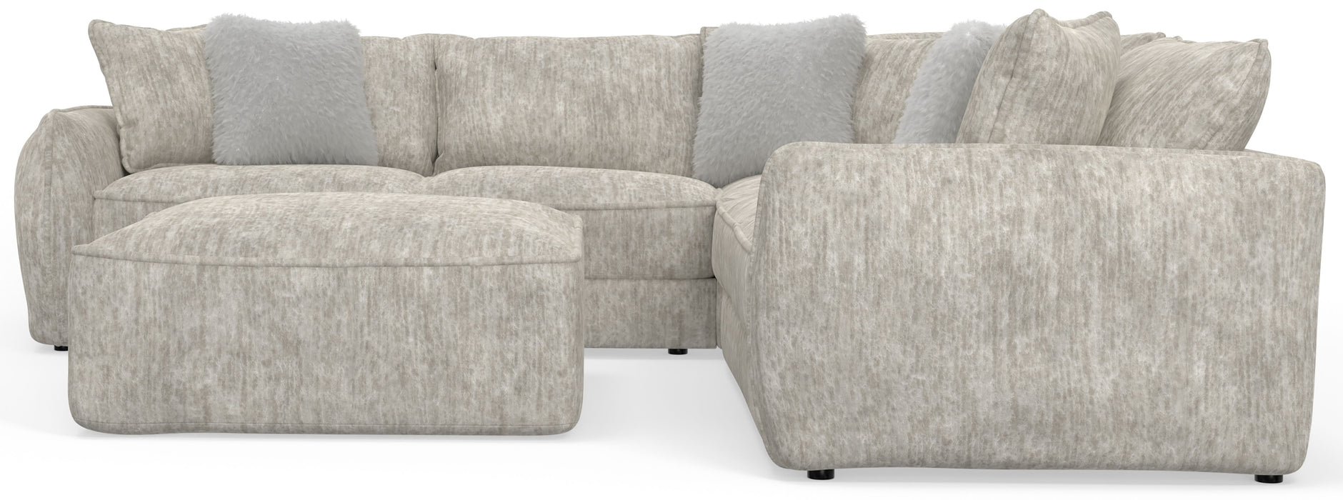 Bucktown - 3 Piece Sectional With Extra Thick Cuddler Seat Cushions And Cocktail Ottoman - Parchment