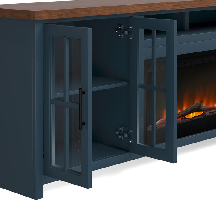 Nantucket - 97" Fireplace TV Stand - Blue Denim / Whiskey