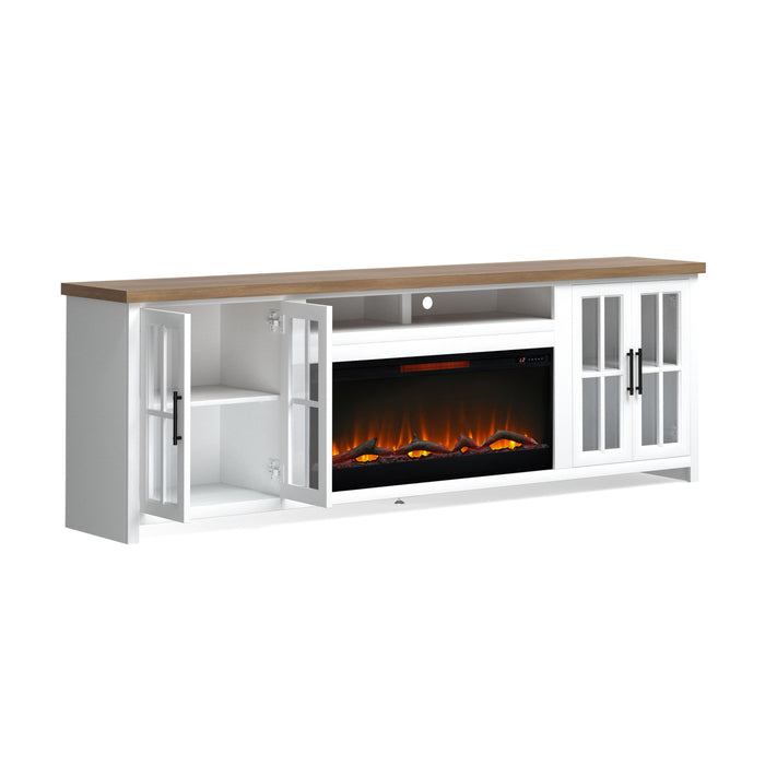 Hampton - 97" Fireplace TV Stand - Jasmine Whitewash / Barnwood