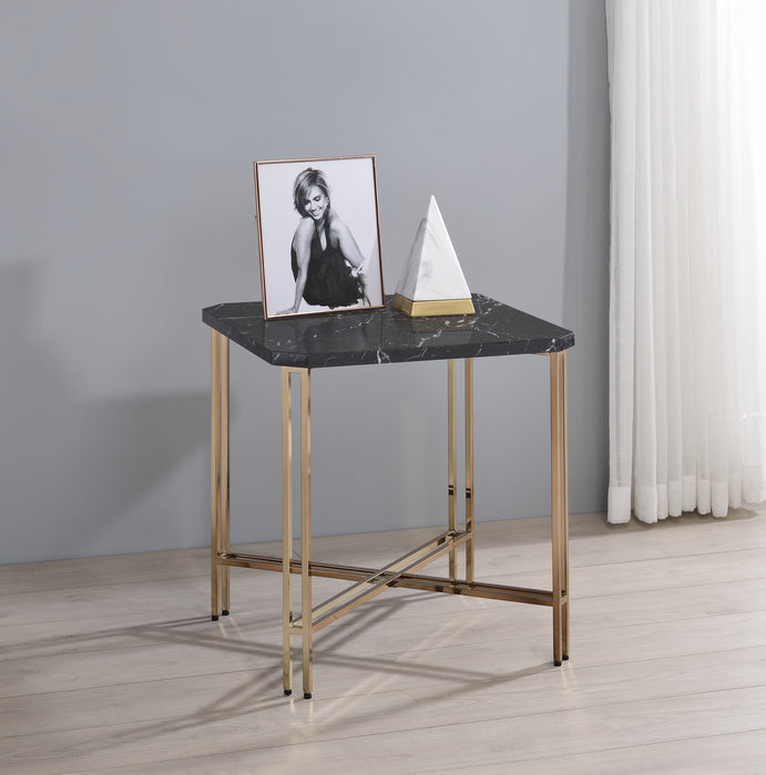 Daxton - Square End Table With Faux Marble Top - Black