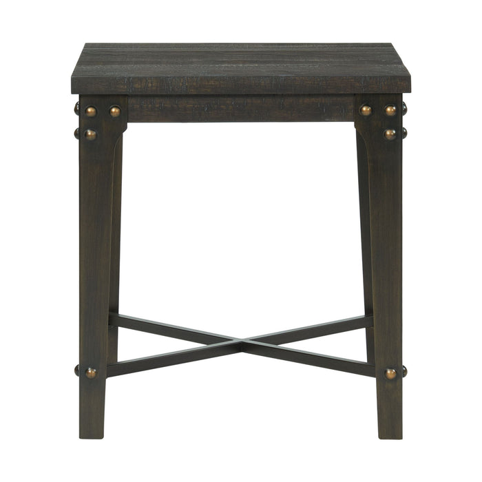 Factory - Square End Table With Usb - Light Brown