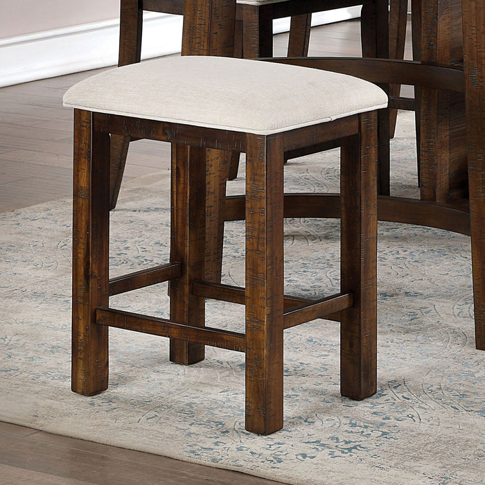 Fredonia - Counter Height Stool (Set of 2) - Rustic Oak / Beige