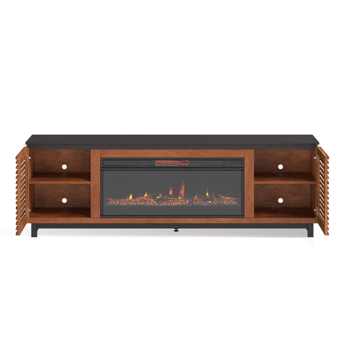 Graceland - 86" Fireplace TV Stand - Black / Bourbon