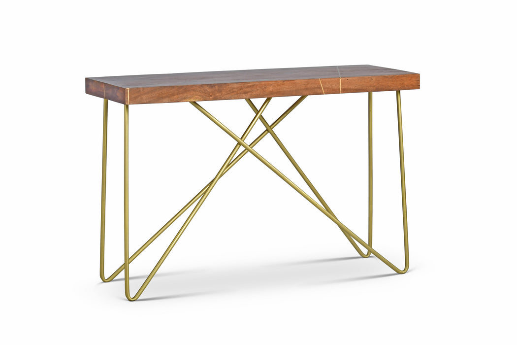 Walter - Brass Inlay Sofa Table - Brown