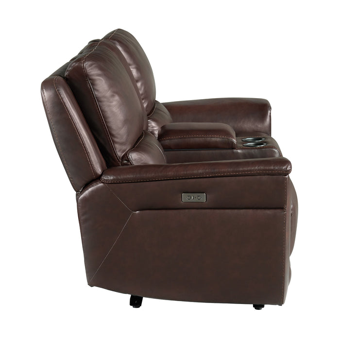 Pantera - Power Motion Loveseat With Console - Palais Dark Brown