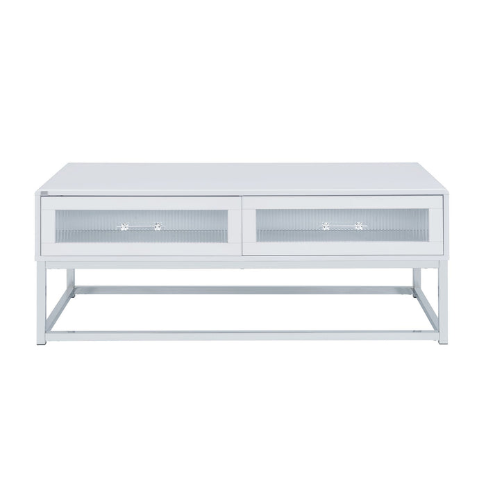 Chandra - Coffee Table With LED And Battery Pack - Glossy White