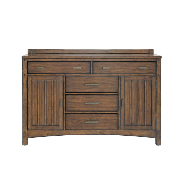 Seneca - 5-Drawer, 2-Door Server - Brown