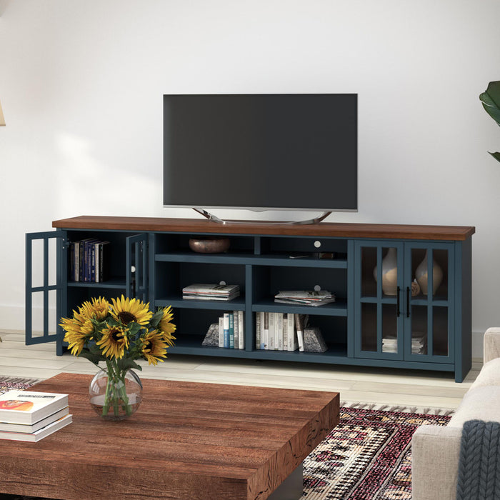 Nantucket - 96" TV Stand - Blue Denim / Whiskey