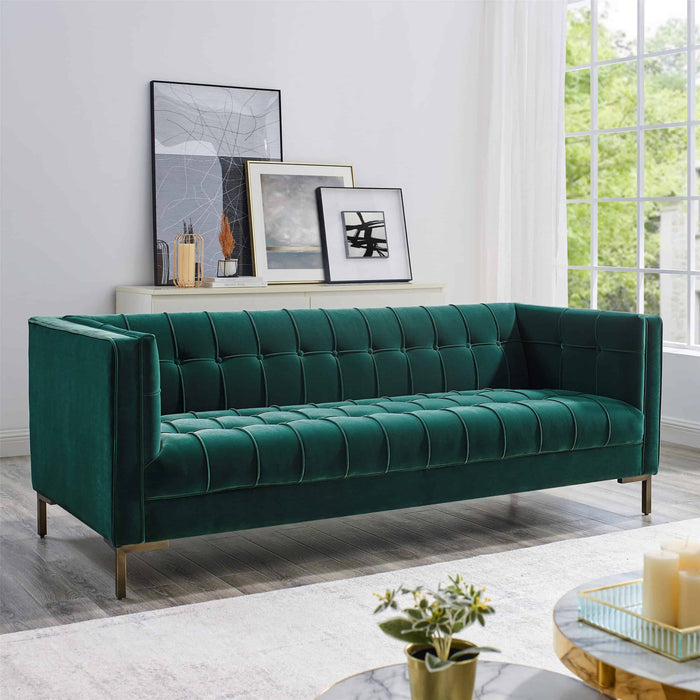 Isaac - Channel Stitch Velvet Sofa