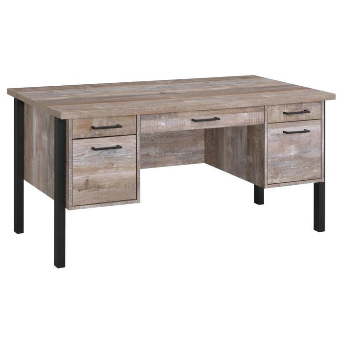 Samson - 4-Drawer Office Computer Desk - Weathered Oak