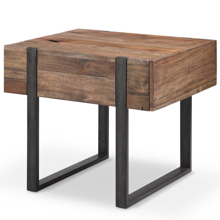 Prescott - Modern Reclaimed Wood Rectangular End Table - Rustic Honey