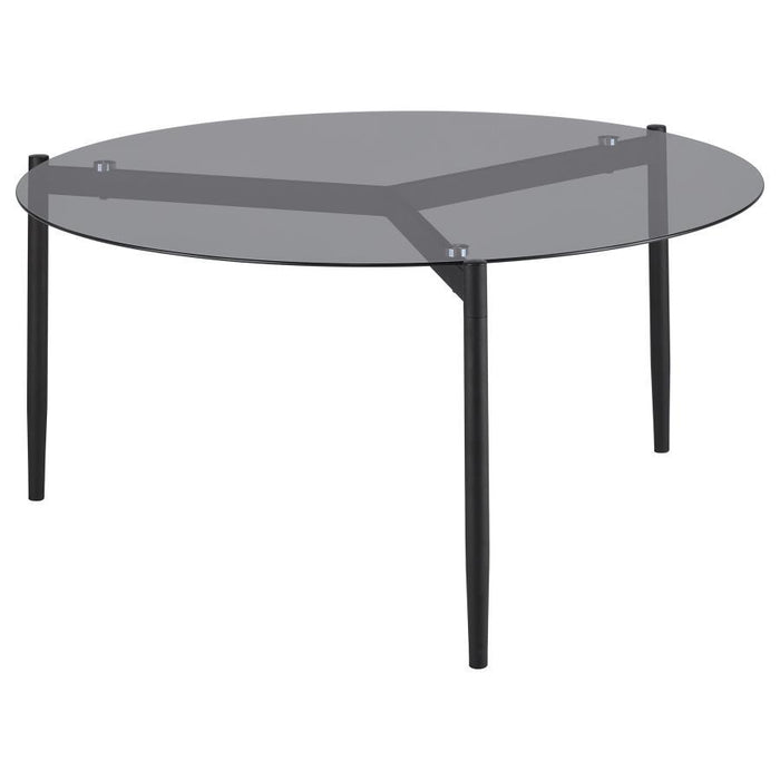 Rosalie - Round Smoked Glass Top Coffee Table - Sandy Black