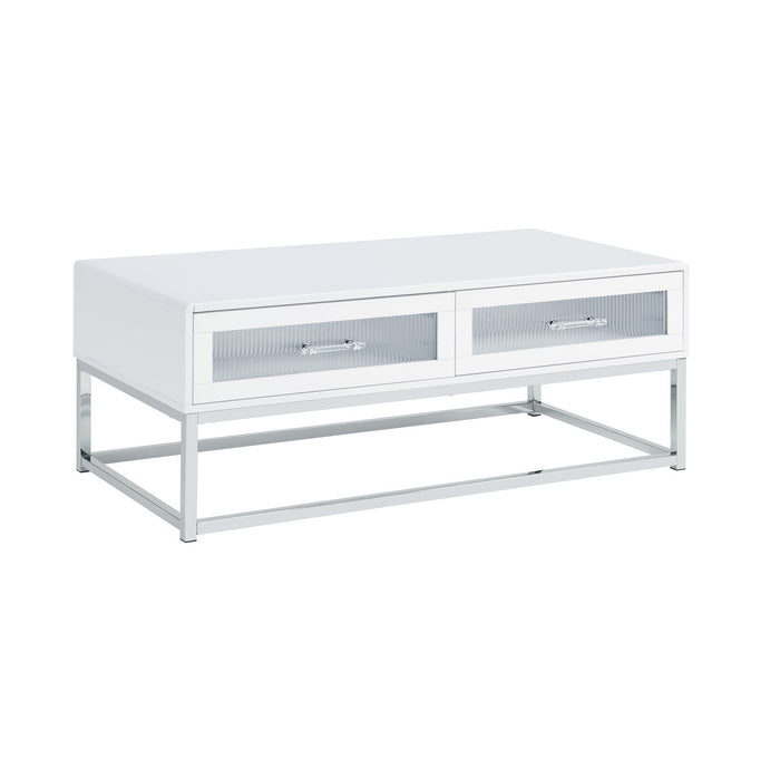 Chandra - Coffee Table With LED And Battery Pack - Glossy White