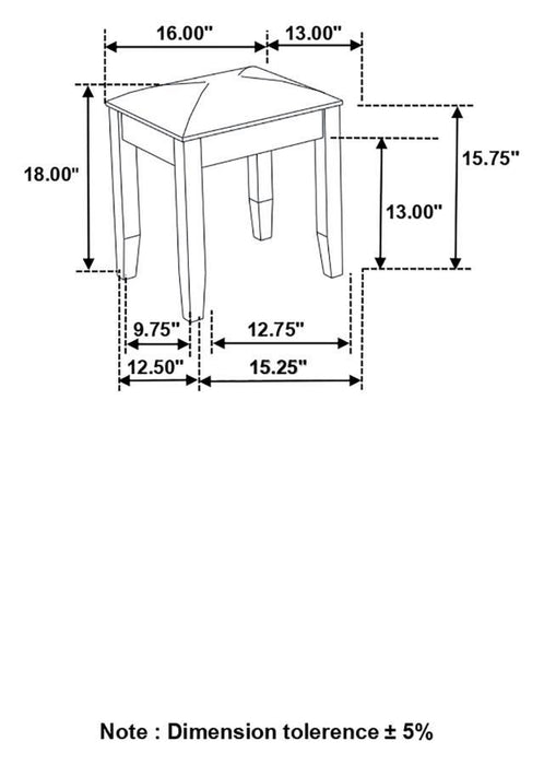 Barzini - Upholstered Vanity Stool - Metallic And White