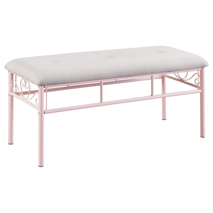 Massi - Tufted Upholstered Bench - Powder Pink