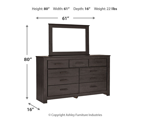 Brinxton King Panel Bed with Mirrored Dresser