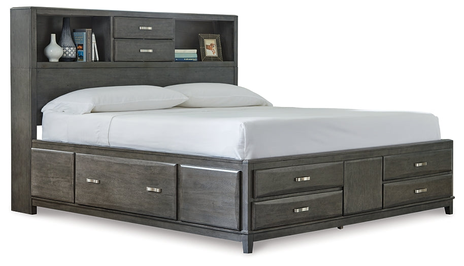 Caitbrook  Storage Bed With 8 Storage Drawers With Mirrored Dresser