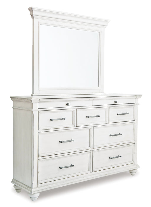 Kanwyn Queen Panel Bed with Mirrored Dresser, Chest and 2 Nightstands