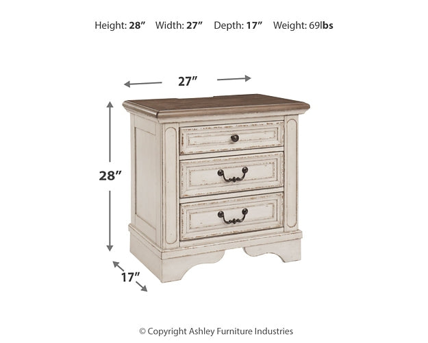 Realyn Queen Upholstered Panel Bed with Mirrored Dresser and 2 Nightstands