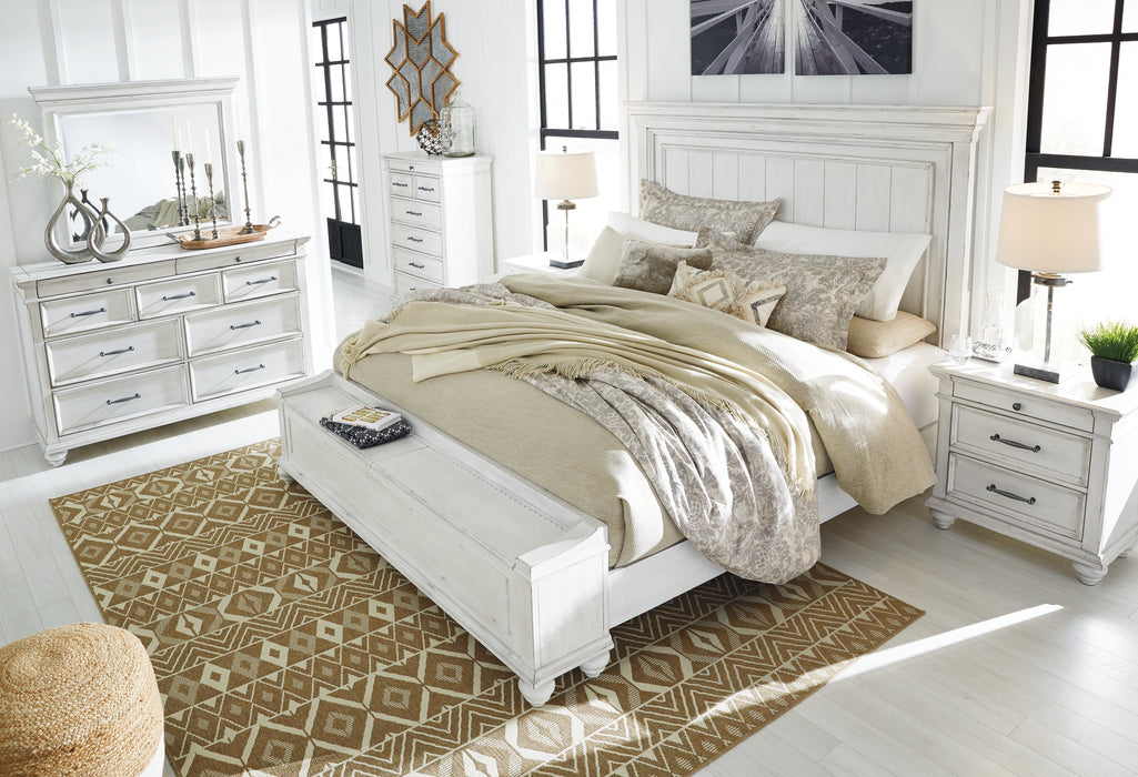 Kanwyn Queen Panel Bed with Storage with Mirrored Dresser, Chest and Nightstand