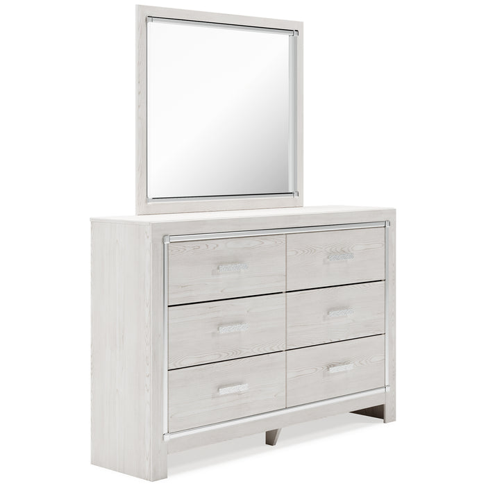 Altyra Queen Bookcase Headboard with Mirrored Dresser