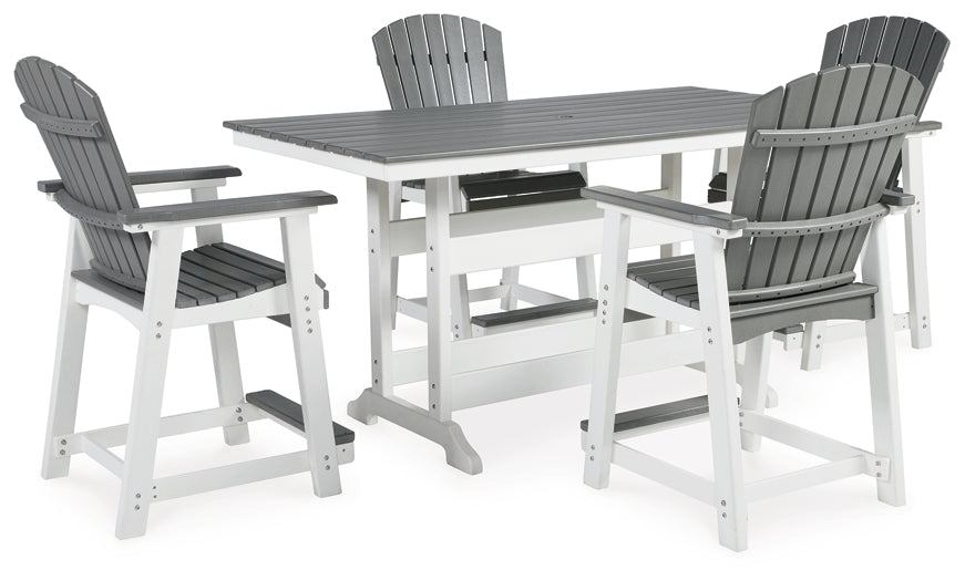 Transville Outdoor Counter Height Dining Table and 4 Barstools