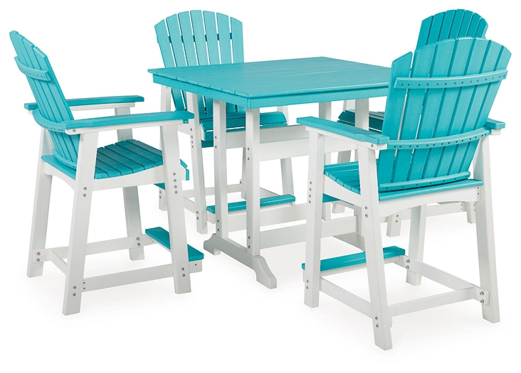 Ashley Express - Eisely Outdoor Counter Height Dining Table and 4 Barstools